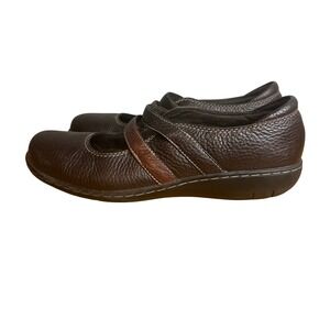 Clarks Bendables Mary Jane Slip On Shoes Size 9 Brown Leather Double Strap